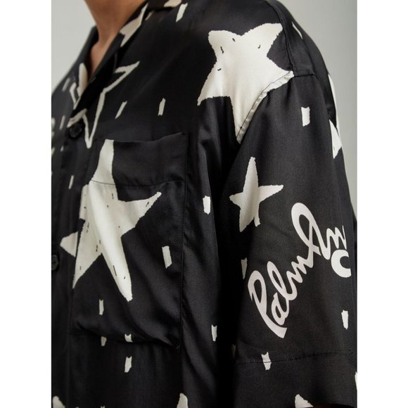 Palm Angels Night Sky Bowling Shirt Star Print Logo Button Up Matching Set - Picture 5 of 12